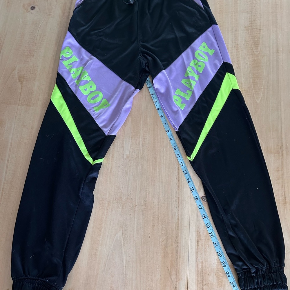 Playboy Black and Lilac Misguided Sweatpants/Joggers - Picture 7 of 8